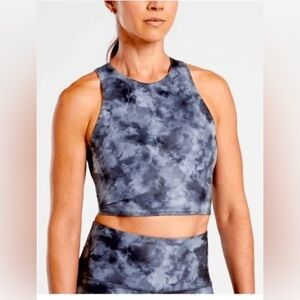 Banana Republic Navy and White Tie-Dye Crop Top Sz Small